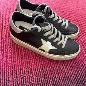 Golden Goose Black Sneakers with Metallic Star